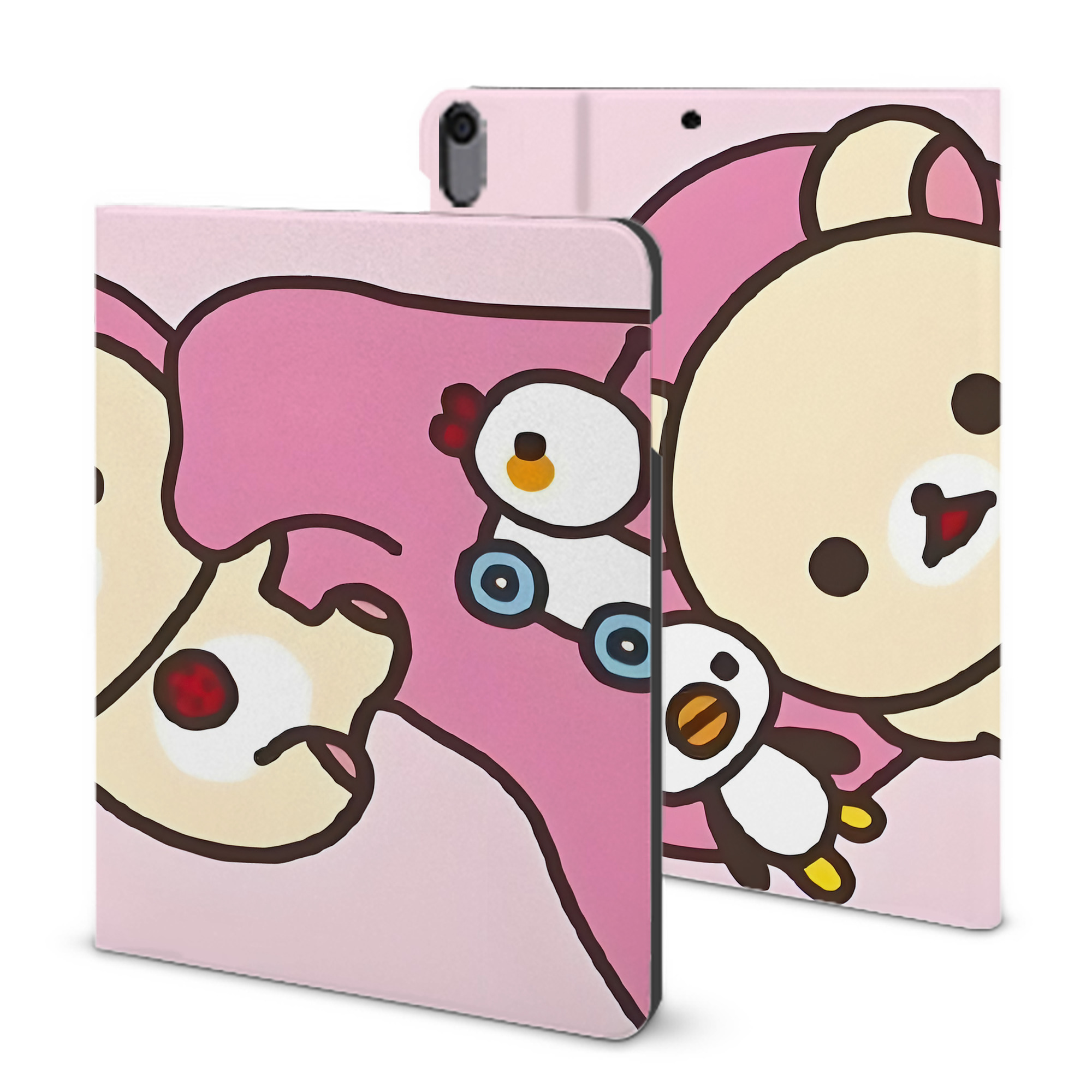（画像用） リラックマ リラックマ キイロイトリ Rilakkuma Korilakkuma Kiiroitori IPad ケース ブック型 PUレザー TPU 耐衝撃 軽量 薄型 ペン収納なし 全面保護 IPad 各モデル対応